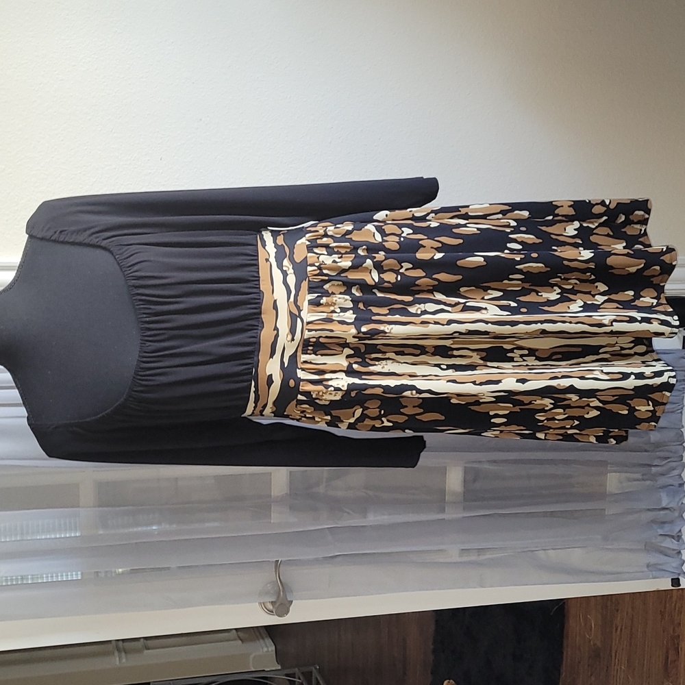 💕AA STUDIO Black/Animal Print Dress💕Size 14💕